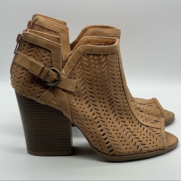 Altar'd State Shoes - Altar’d State Tan & Brown Open Toe Ankle Boots